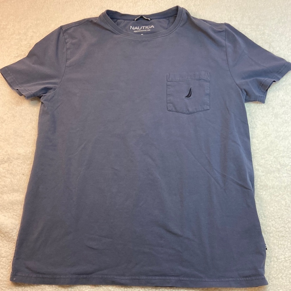 Nautica Performance Tee Shortsleeved Grey Blue One Pocket Medium